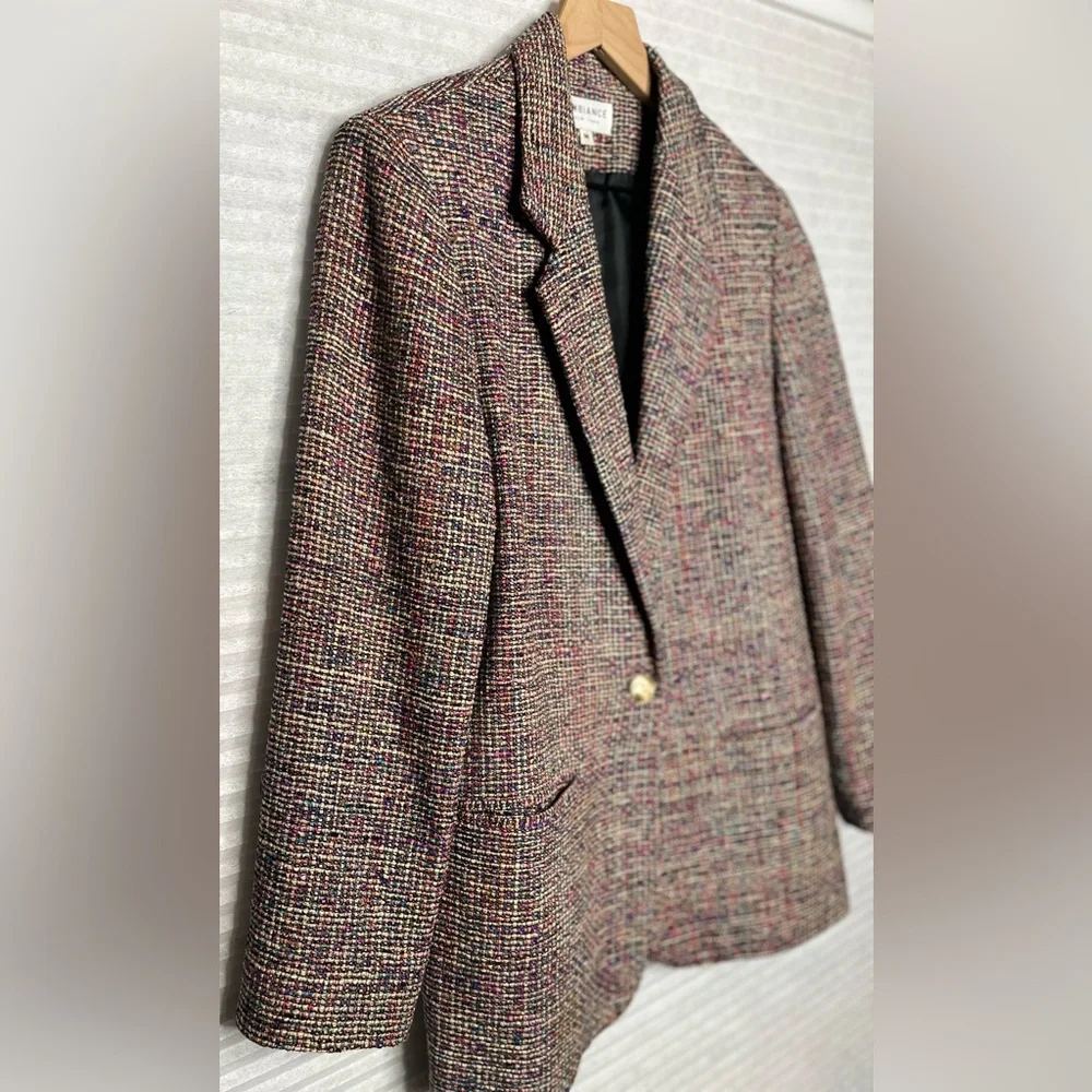 AMBIANCE New York Vintage Tweed Silk Women’s Blazer Jacket multicolor size M - Picture 12 of 14